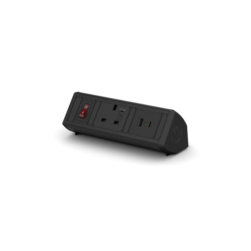 Boost Desktop Power Module with 1 UK Power Socket and Dual USB Charger A+C - e-furniture