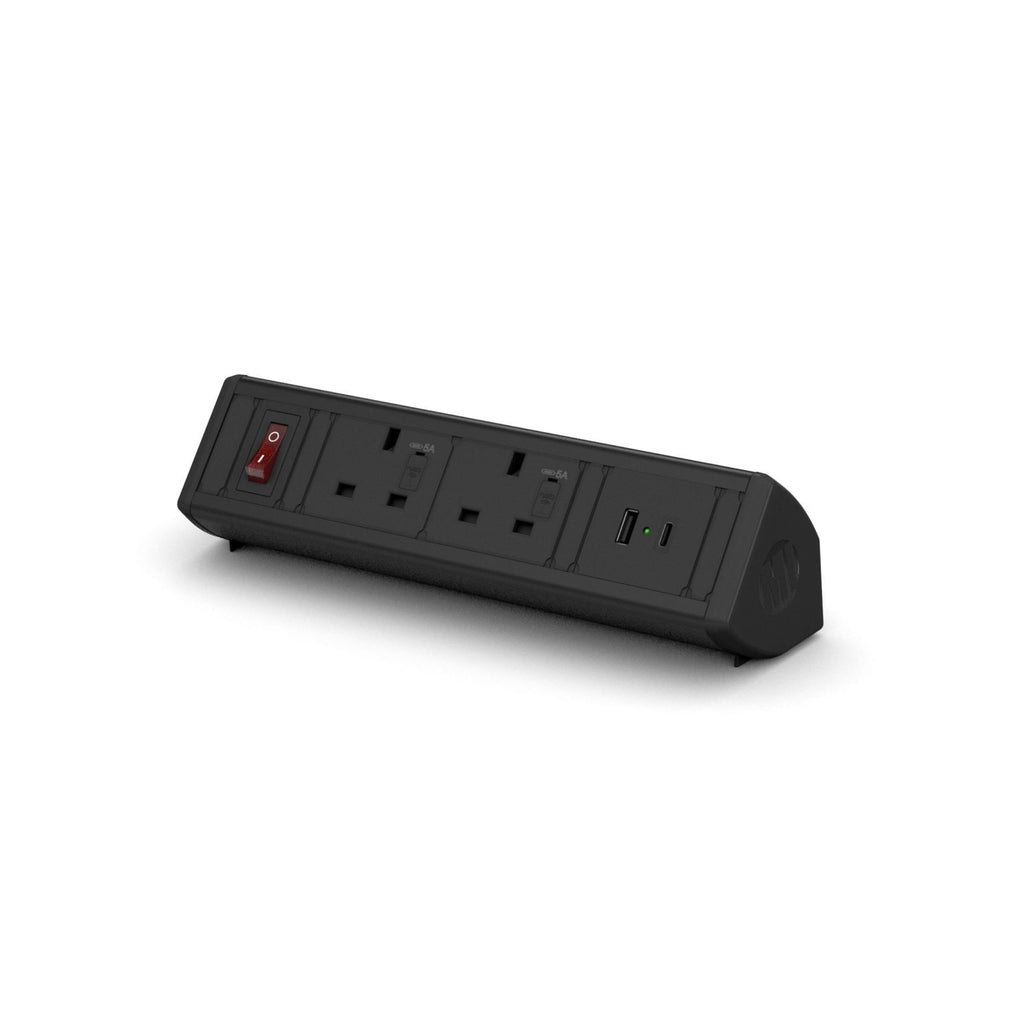 Boost Desktop Power Module with 2 UK Power Sockets and 2 USB Charging Ports A+C Accessories Metalicon Black  