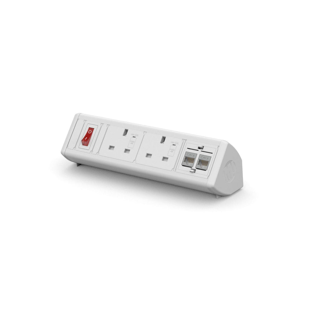 Boost Desktop Power Module with 2 UK Power Sockets and 2 CAT6 Data - e-furniture