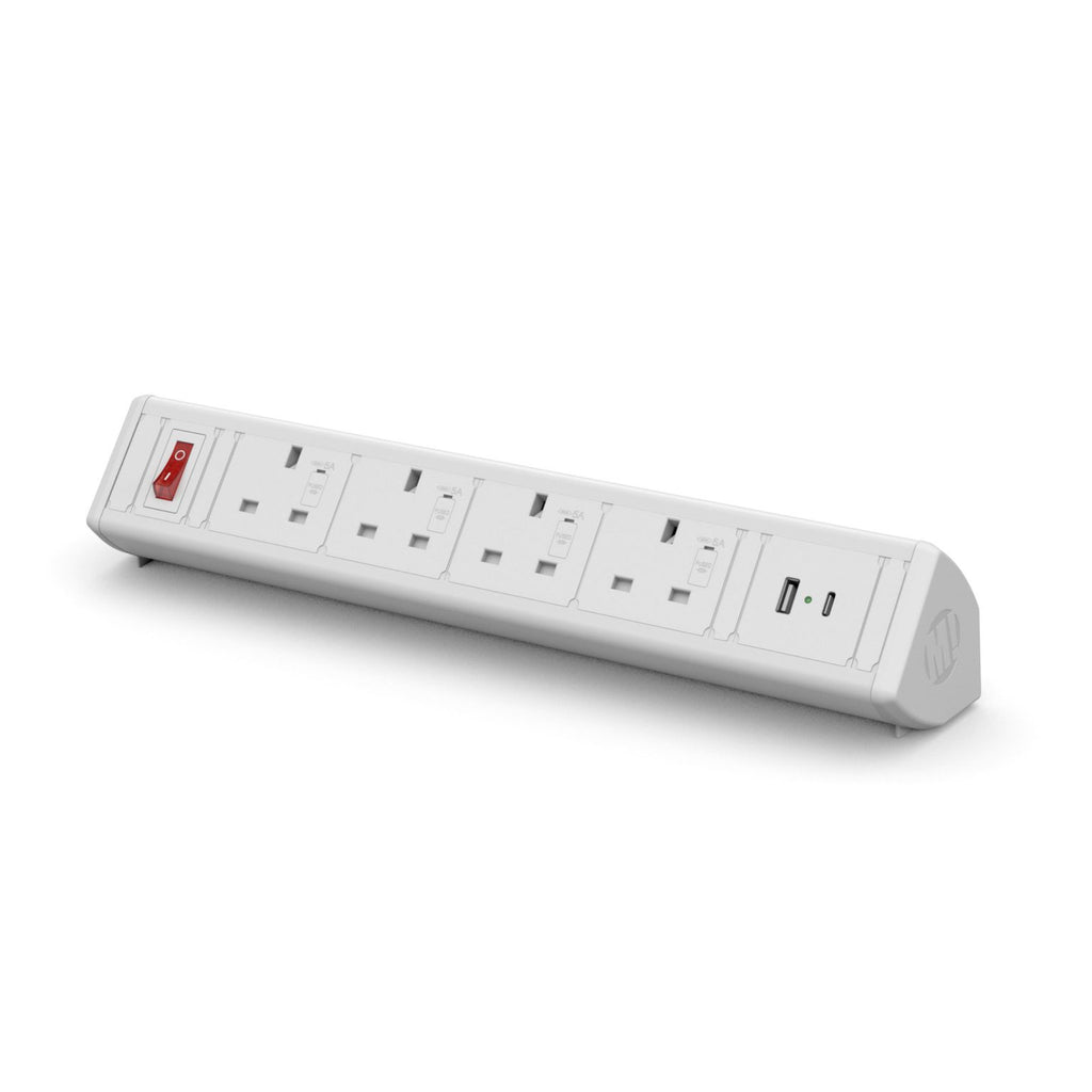 Boost Desktop Power Module with 4 UK Power Sockets, 2 USB Charging Ports A+C - e-furniture