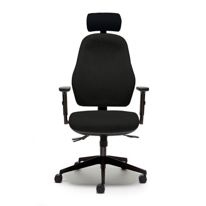 Orthopaedica 100 Series Task Chair Accessories Torasen Black Fold Down Arms Independent Mechanism and Adjustable Headrest