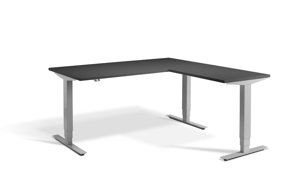Lavoro Advance Corner Triple Motor Sit-Stand Desk - Silver Frame - e-furniture