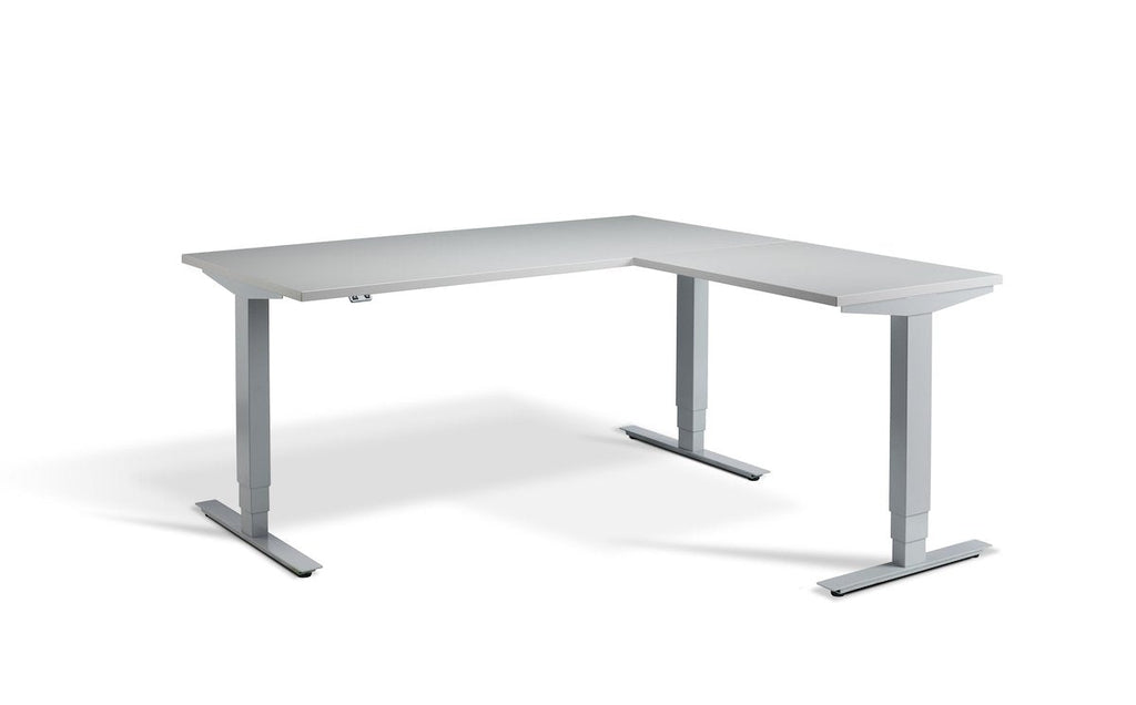 Lavoro Advance Corner Triple Motor Sit-Stand Desk - Silver Frame - e-furniture