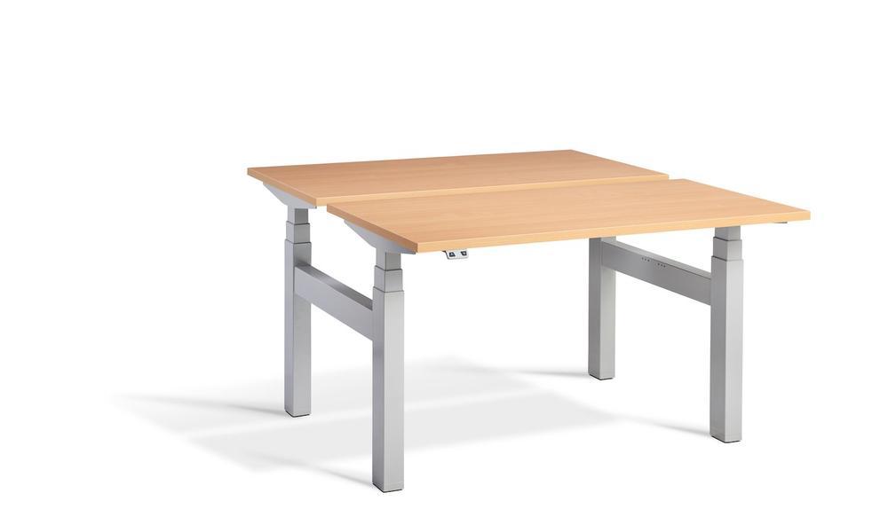 Lavoro Duo - Four Motor Back to Back Sit-Stand Desk - 700 Deep - Silver Frame Accessories Lavoro Beech 1400x700 Silver