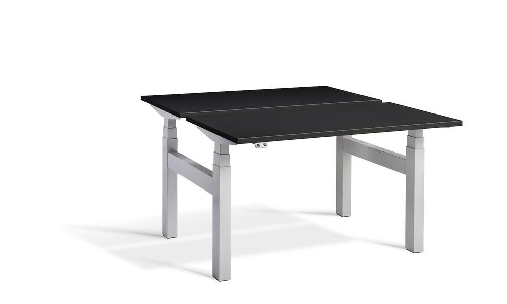 Lavoro Duo - Four Motor Back to Back Sit-Stand Desk - 700 Deep - Silver Frame Accessories Lavoro Black 1600x700 Silver