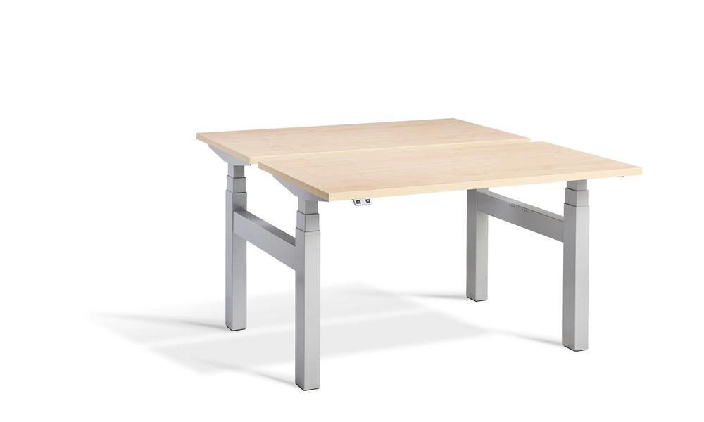 Lavoro Duo - Four Motor Back to Back Sit-Stand Desk - 700 Deep - Silver Frame Accessories Lavoro Maple 1400x700 Silver