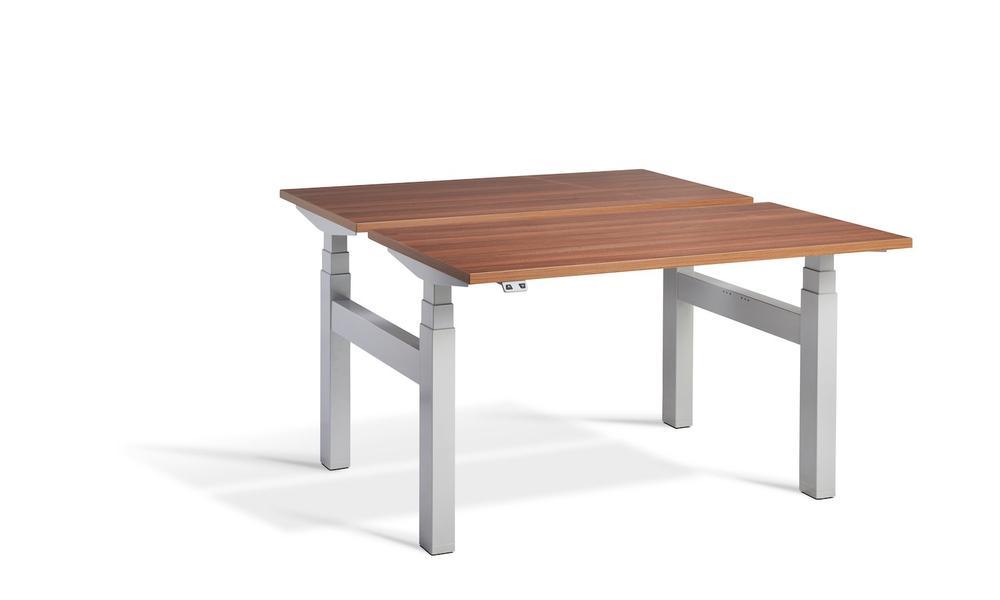 Lavoro Duo - Four Motor Back to Back Sit-Stand Desk - 700 Deep - Silver Frame Accessories Lavoro Natural Dijon Walnut 1200x700 Silver