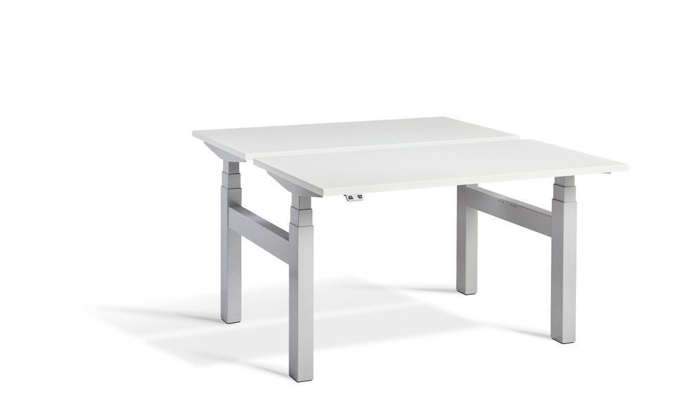 Lavoro Duo - Four Motor Back to Back Sit-Stand Desk - 700 Deep - Silver Frame Accessories Lavoro White 1400x700 Silver