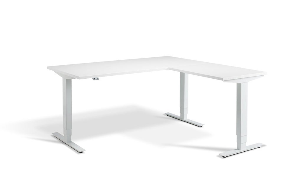 Lavoro Advance Corner Triple Motor Sit-Stand Desk - White Frame - e-furniture