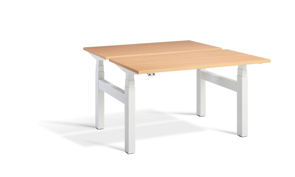 Lavoro Duo - Four Motor Back to Back Sit-Stand Desk - 700 Deep - White Frame Accessories Lavoro Beech 1400x700 White