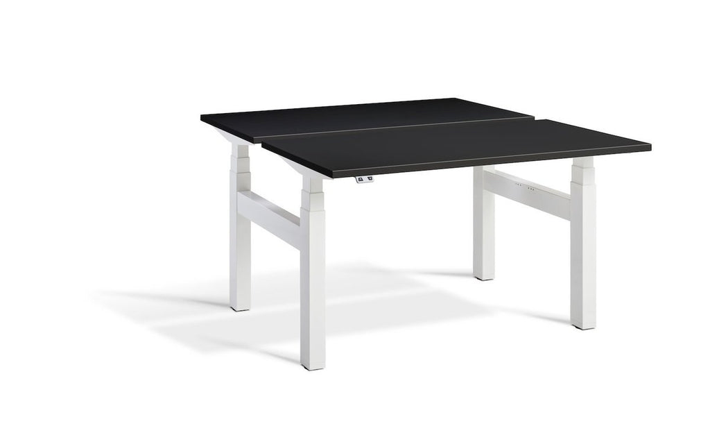 Lavoro Duo - Four Motor Back to Back Sit-Stand Desk - 700 Deep - White Frame Accessories Lavoro Black 1600x700 White