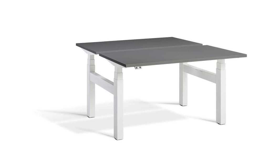 Lavoro Duo - Four Motor Back to Back Sit-Stand Desk - 700 Deep - White Frame Accessories Lavoro Graphite 1400x700 White