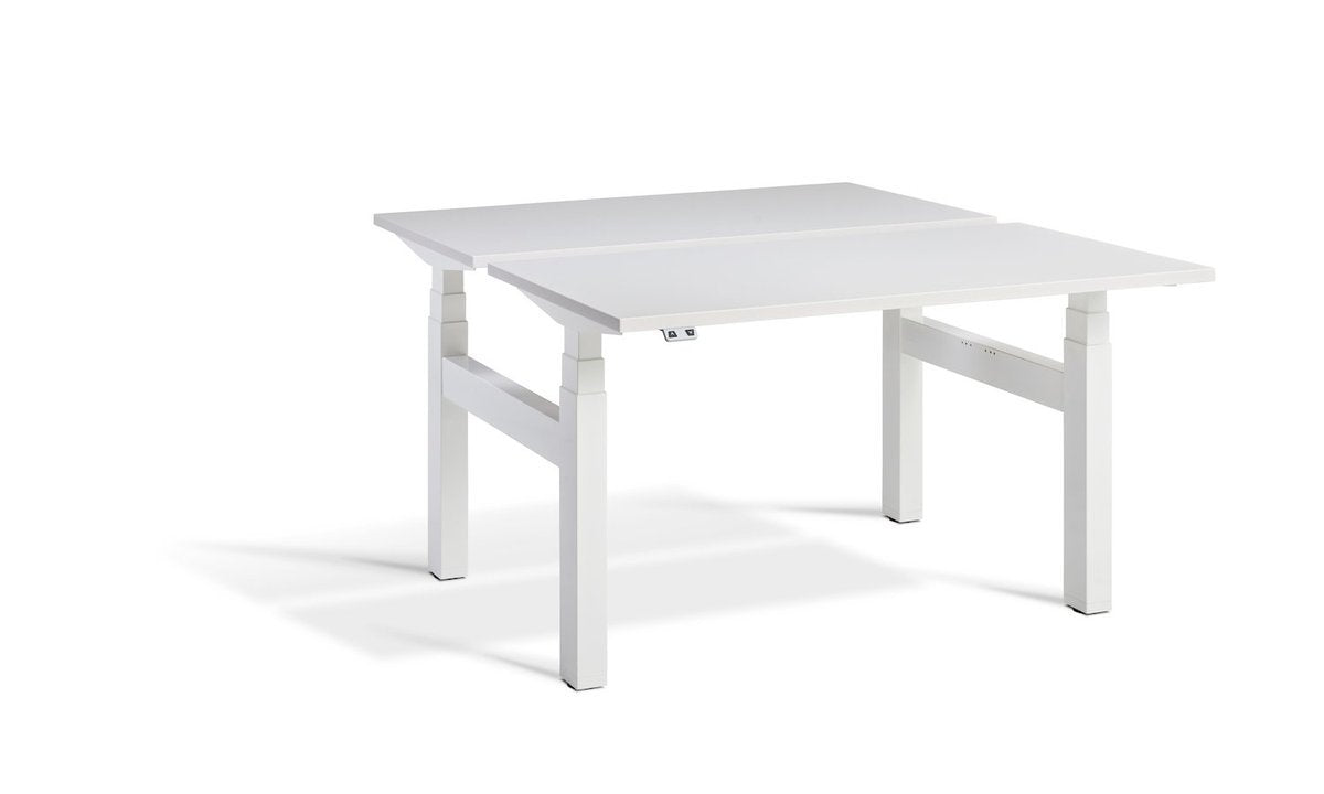 Lavoro Duo - Four Motor Back to Back Sit-Stand Desk - 700 Deep - White Frame Accessories Lavoro Light Grey 1600x700 White