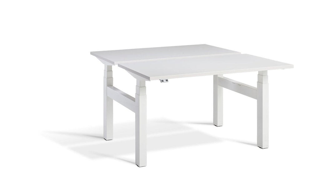 Lavoro Duo - Four Motor Back to Back Sit-Stand Desk - 700 Deep - White Frame Accessories Lavoro Light Grey 1600x700 White