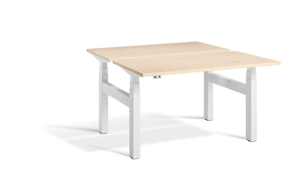 Lavoro Duo - Four Motor Back to Back Sit-Stand Desk - 700 Deep - White Frame Accessories Lavoro Maple 1400x700 White