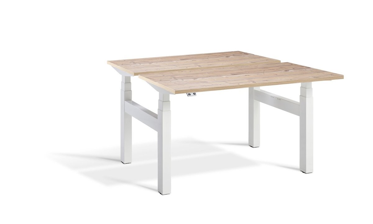 Lavoro Duo - Four Motor Back to Back Sit-Stand Desk - 700 Deep - White Frame Accessories Lavoro Timber 1400x700 White