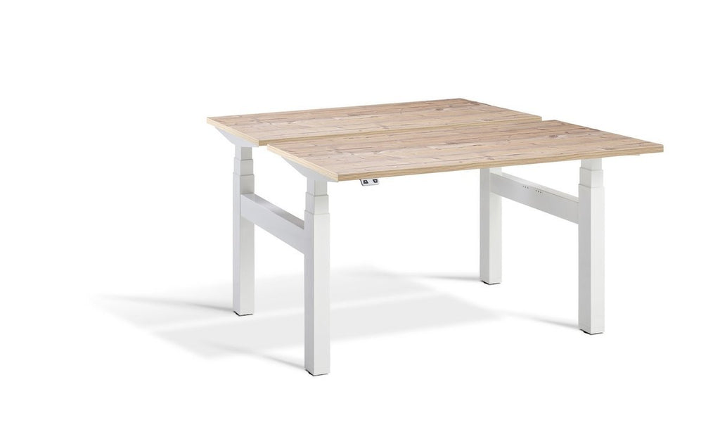 Lavoro Duo - Four Motor Back to Back Sit-Stand Desk - 700 Deep - White Frame Accessories Lavoro Timber 1400x700 White